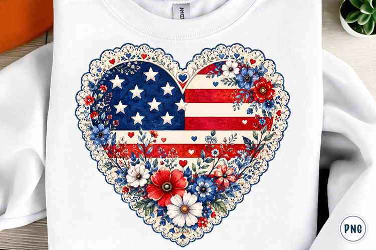 Heart Flag USA 4th of July PNG