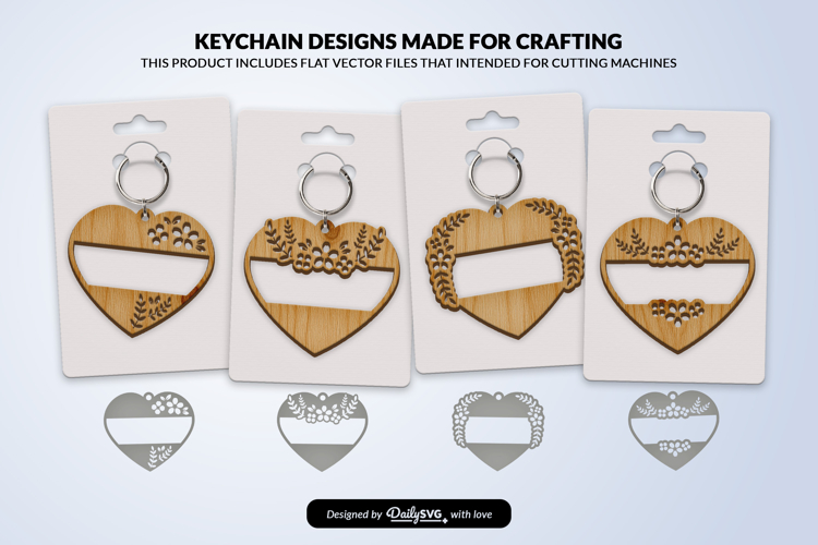 Heart Floral Keychain Lasercut