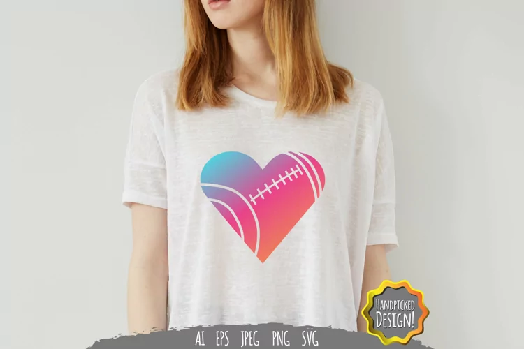 Heart Football with Gradient Color SVG