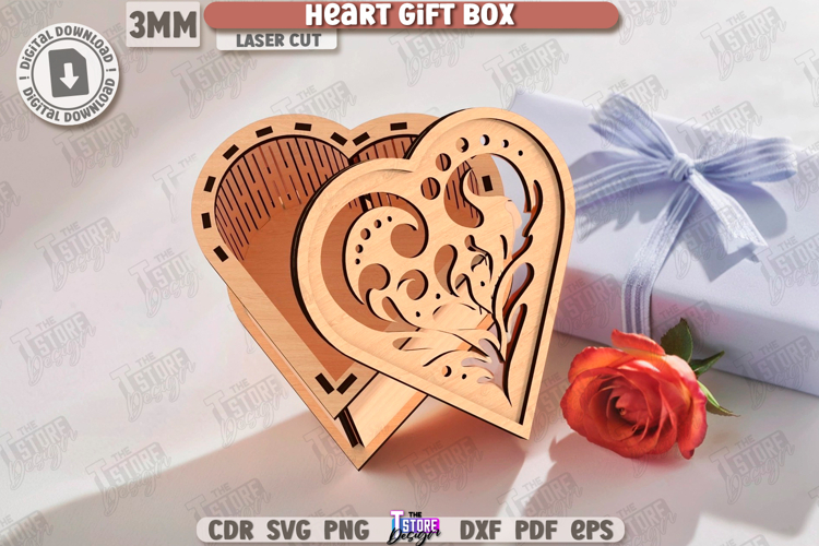 Valentines Day Gift Box Laser Cut|Heart Shape Box|3D Laser