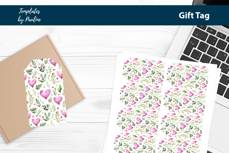 Pink Heart Gift Tag Sheet, Printable Heart Product Label