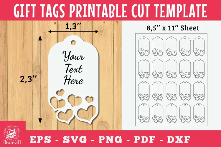 Heart Gift Tags Printable Cut Template SVG 2