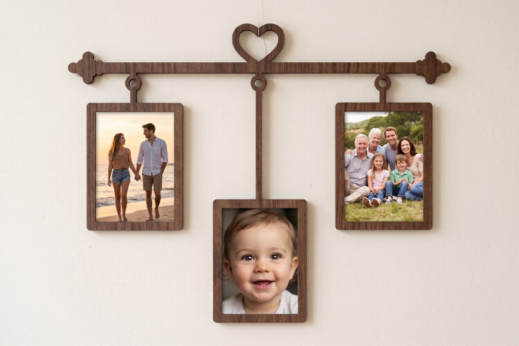 Heart Hanging Family Photo Frame SVG, Heart Frame SVG File example image 1