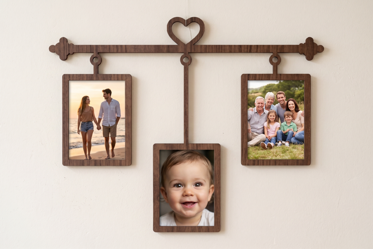 Heart Hanging Family Photo Frame SVG, Heart Frame SVG File
