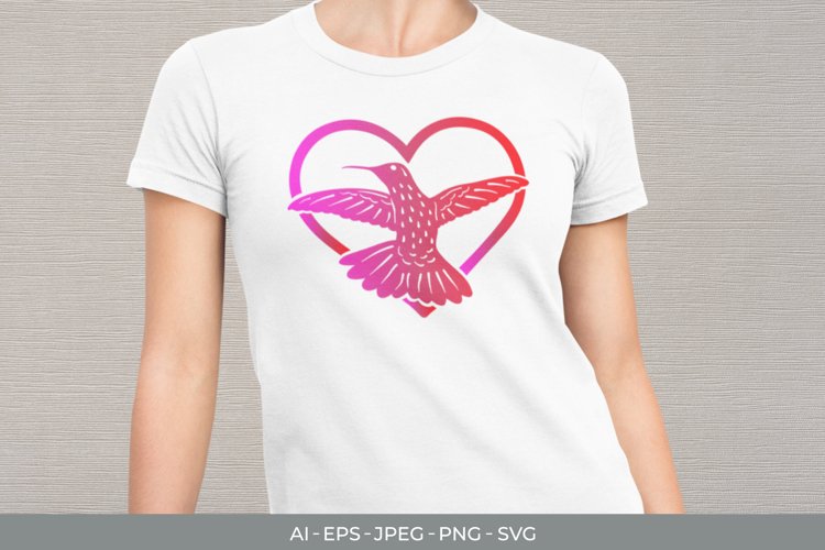 Heart Hummingbird with Gradient Color SVG example image 1