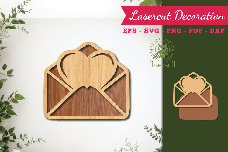 Heart in Envelope Lasercut Decoration SVG
