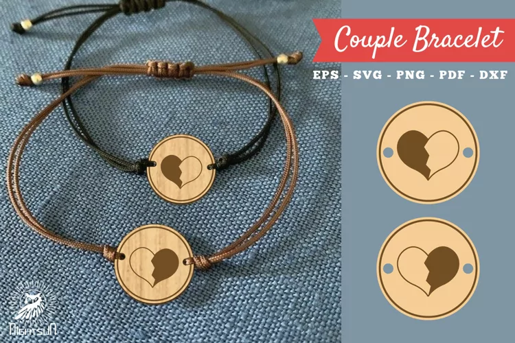 Heart Laser Cut Couple Bracelet SVG