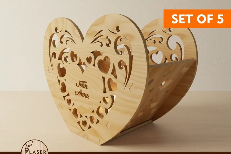 Heart Candle Holders - Set of 5 - Valentine’s Day Laser Cut