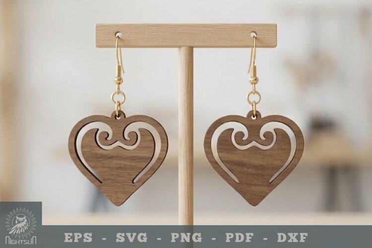 Heart Lasercut Earrings 2 example image 1