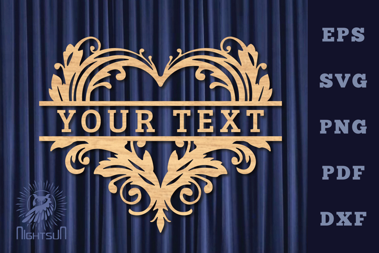 Heart Lasercut Split Monogram SVG