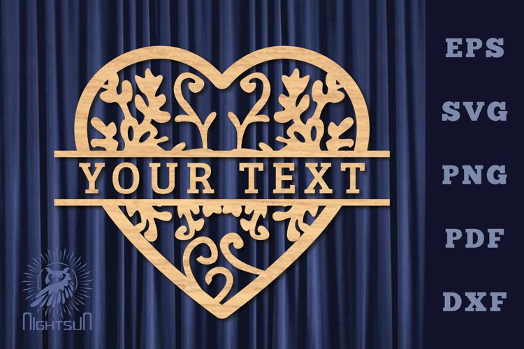 Heart Lasercut Split Monogram SVG