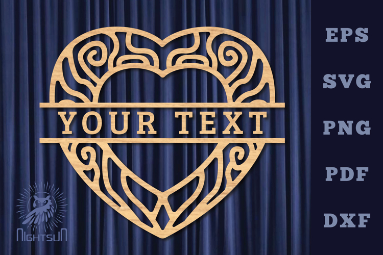 Heart Lasercut Split Monogram SVG