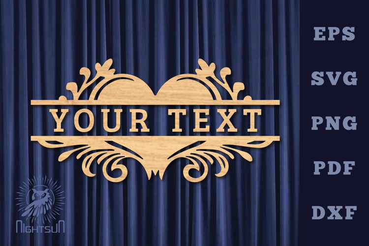 Heart Lasercut Split Monogram SVG