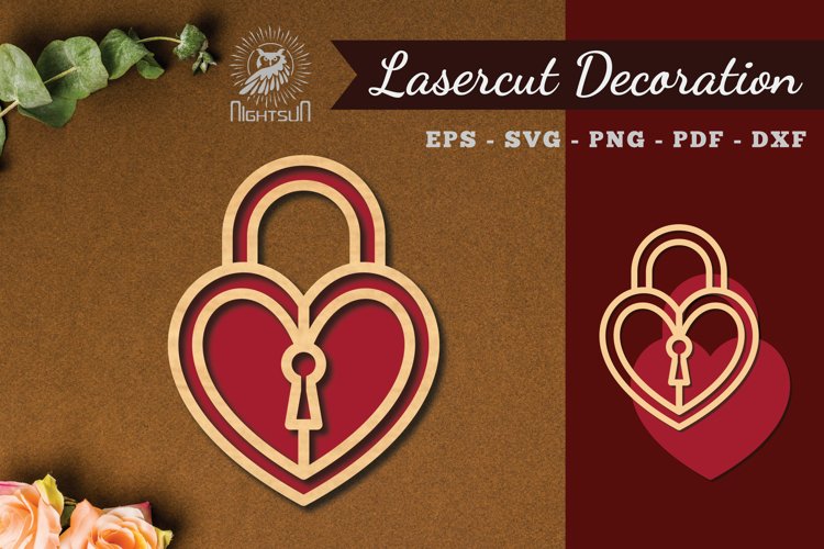 Heart Lock Laser Cut Decoration example image 1