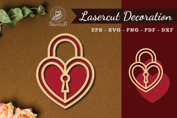 Heart Lock Laser Cut Decoration