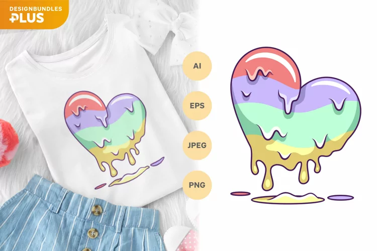 Dripping Pastel Heart for Shirt, Mug, or Tote Bag Design
