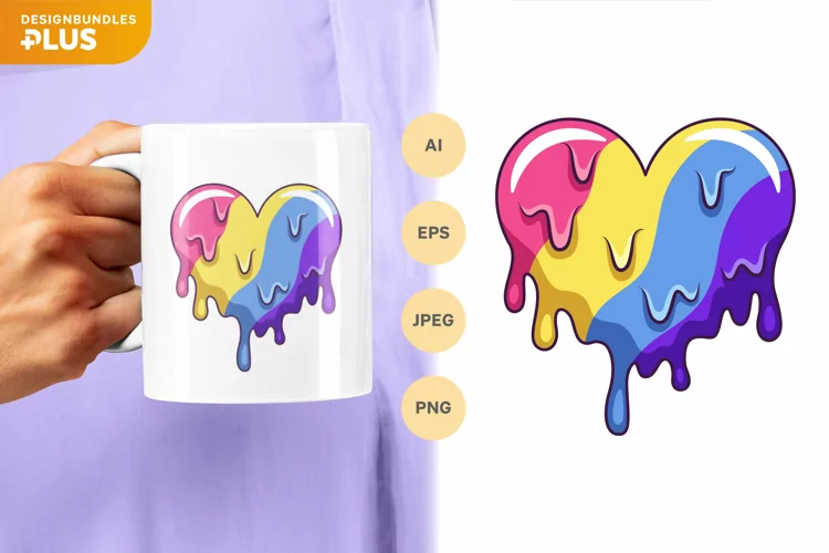 Dripping Heart Shape in Various Colors for Mug and Tote Bag