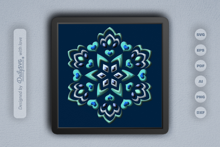 Heart of Snowflake Mandala Layered Papercut