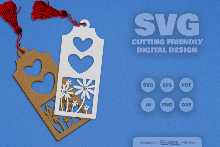 Wild Floral Heart Bookmark SVG