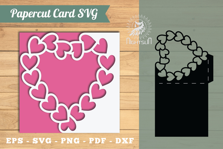 Heart Papercut Card Template SVG