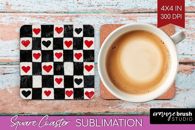 Hearts Square Coaster - Valentines Day Coaster PNG