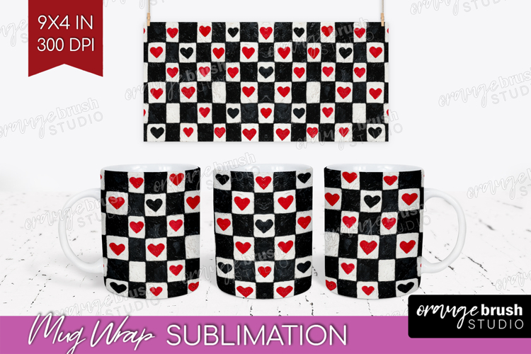 Hearts Mug Wrap - Valentines Day Mug PNG Sublimation