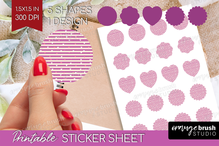 Hearts Round Sticker - Valentines Day Printable Sticker