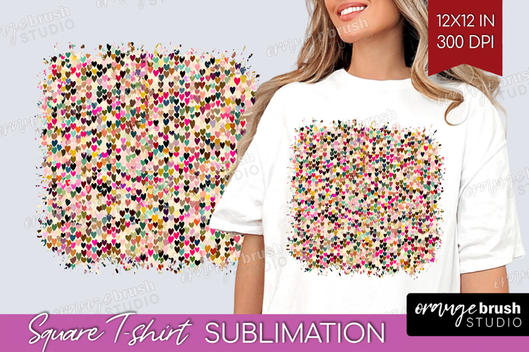 Hearts Square Tshirt Background - Valentines Day PNG