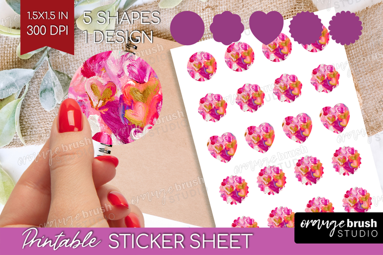 Hearts Round Sticker - Valentines Day Printable Sticker