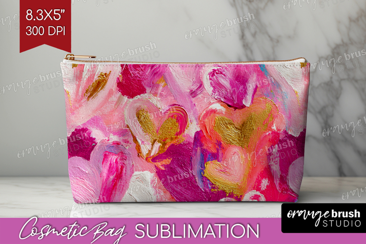 Hearts Cosmetic Bag - Valentines Day Makeup Bag PNG