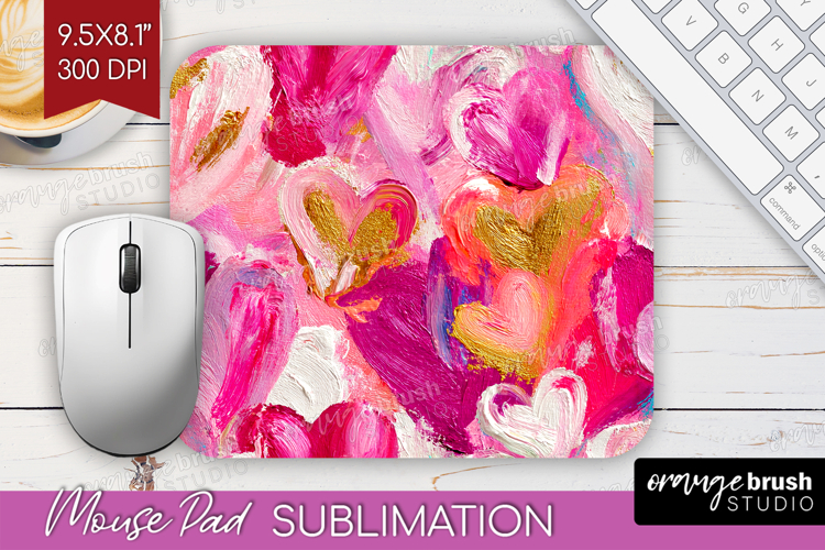 Hearts Mouse Pad Sublimation - Valentines Day Mousepad PNG