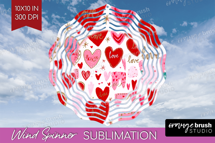 Hearts Wind Spinner Sublimation PNG - Valentines Day Round