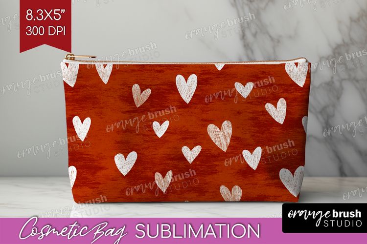 Hearts Cosmetic Bag - Valentines Day Makeup Bag PNG