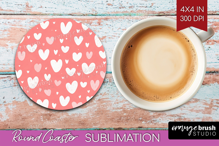 Hearts Round Coaster - Valentines Day Coaster PNG