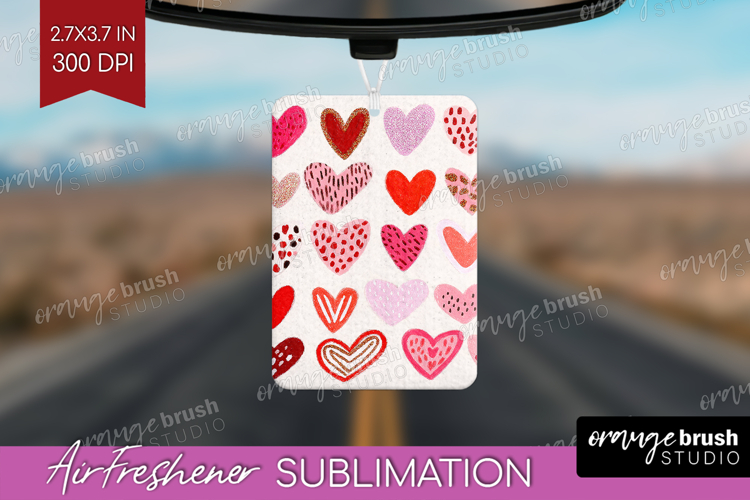 Hearts Air Freshener PNG - Valentines Day PNG Sublimation