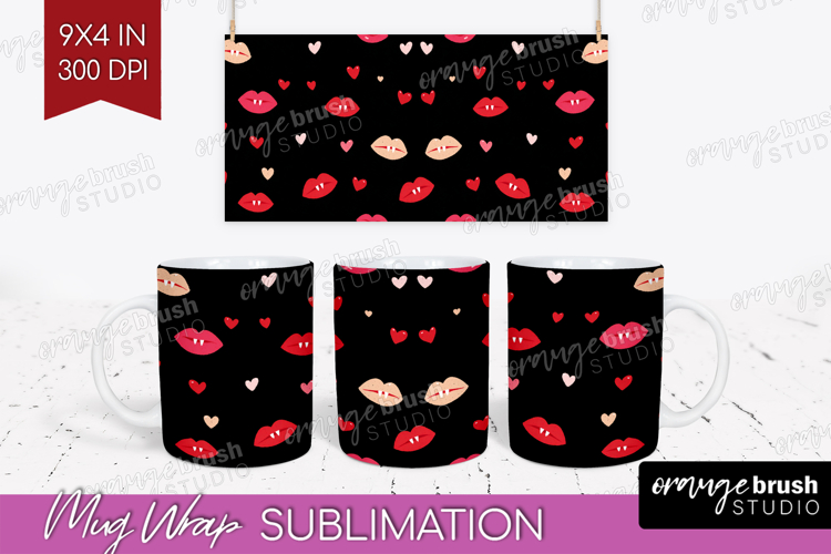 Hearts Mug Wrap - Valentines Day Mug PNG Sublimation
