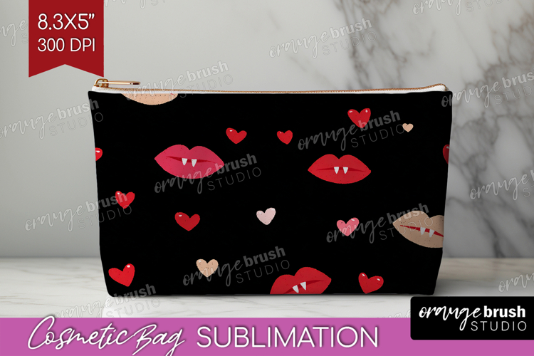 Hearts Cosmetic Bag - Valentines Day Makeup Bag PNG