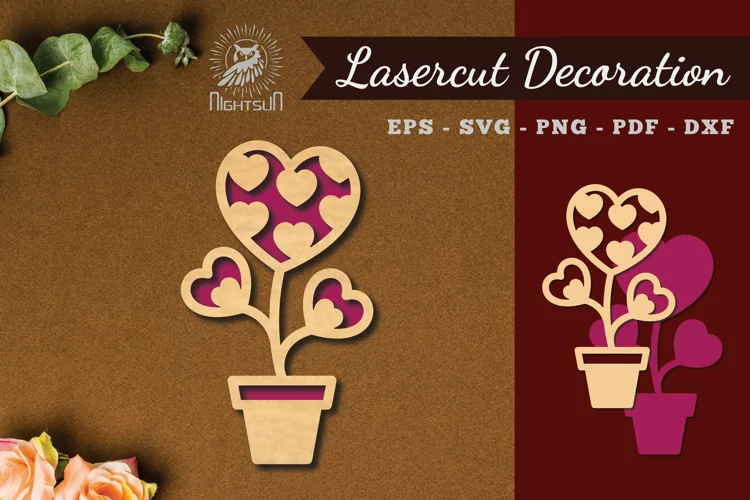 Heart Plant Laser Cut Decoration