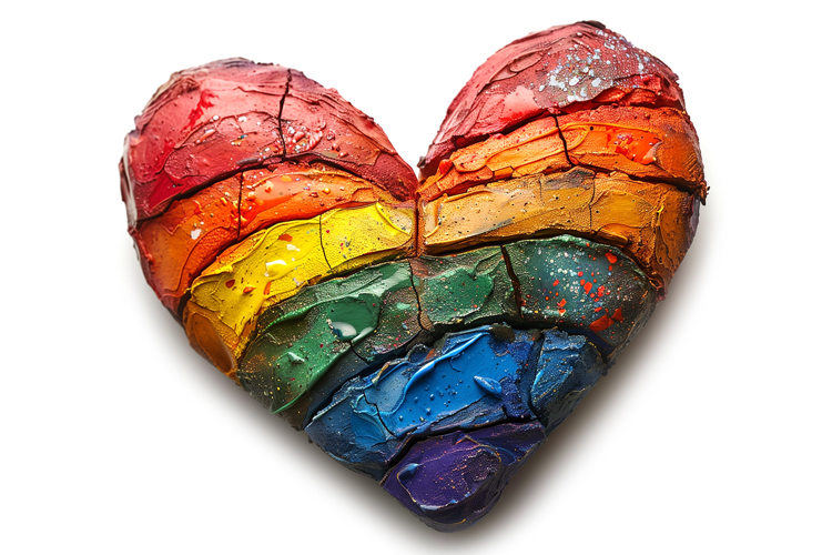 Rainbow colored stone heart