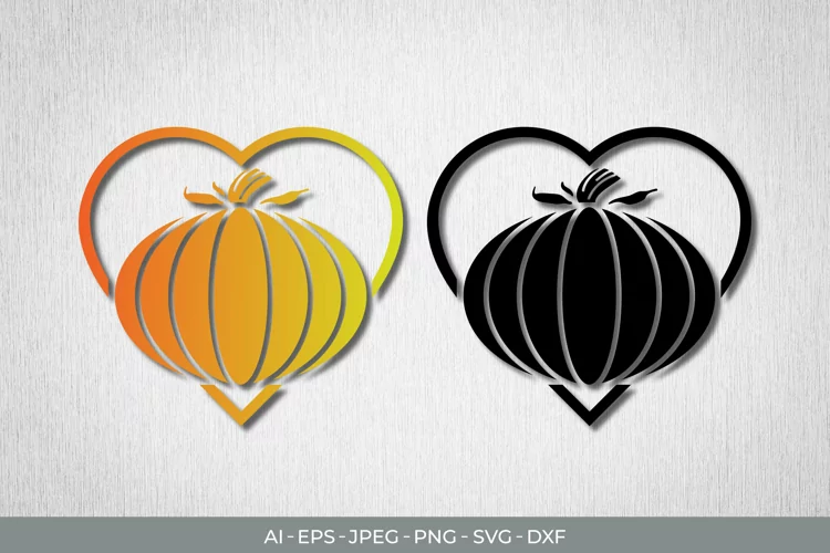 Heart Pumpkin with Gradient Color SVG