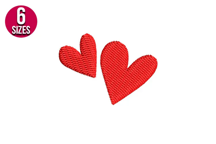 Two Hearts, love machine embroidery design - 6 Sizes