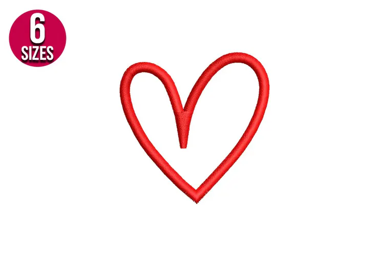 Heart shape, love machine embroidery design - 6 Sizes