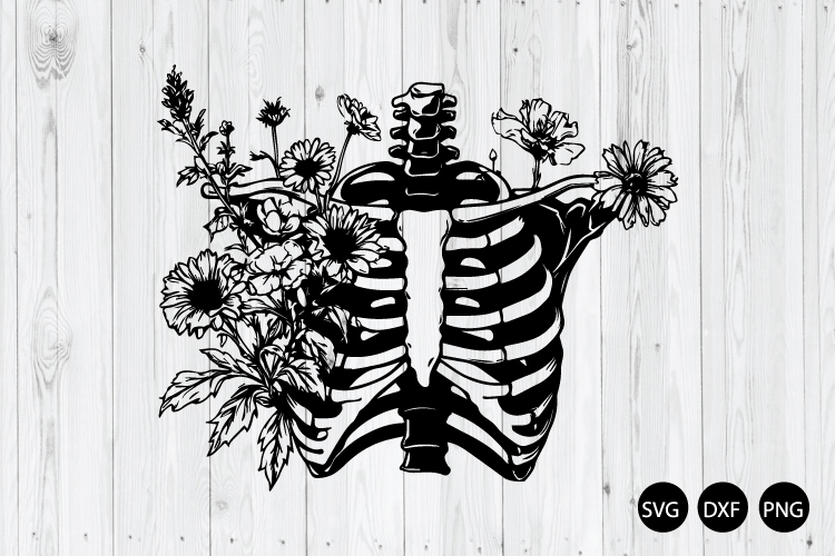 Heart Shape Skeleton Rib SVG, Chest Skeleton SVG