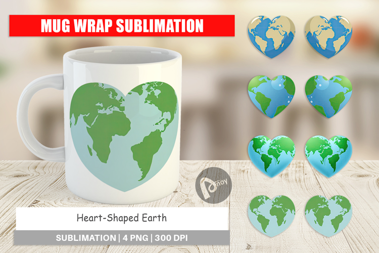 Mug Wrap Heart-Shaped Earth