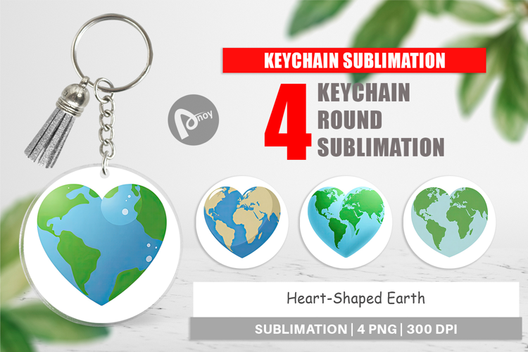 Keychain Heart-Shaped Earth