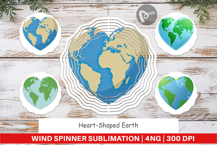 Wind Spinner Heart-Shaped Earth