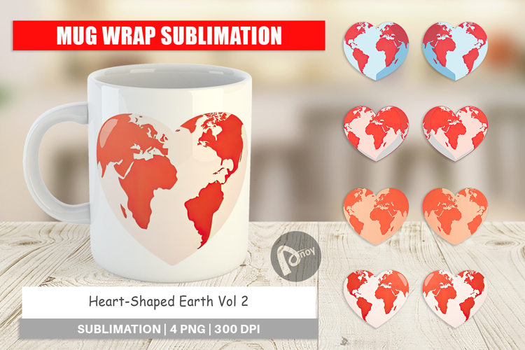 Mug Wrap Heart-Shaped Earth