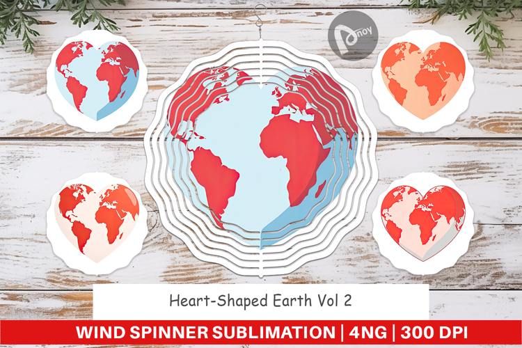 Wind Spinner Heart-Shaped Earth
