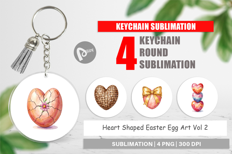 Heart Shaped Easter Egg Art Keychain