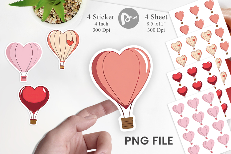 Heart Hot Air Balloon Sticker